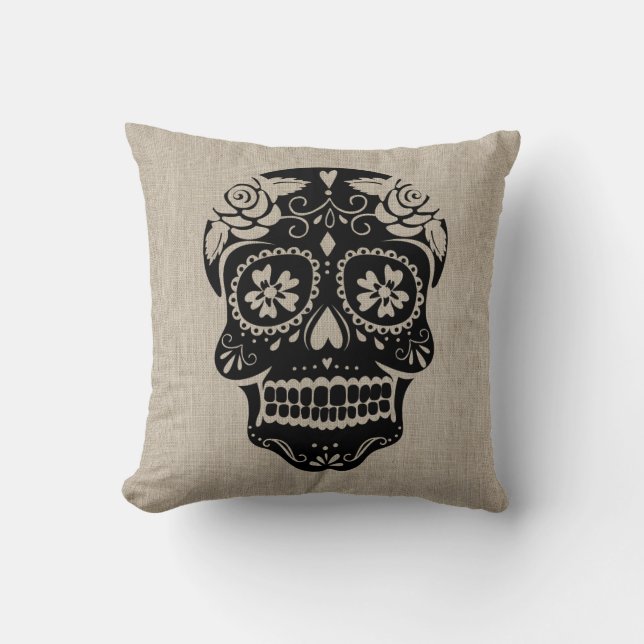 Personlig Hipster Sugar Skull Kudde (Framsida)