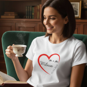 Personlig Hjärt-T-shirt för Par åt Henne T Shirt