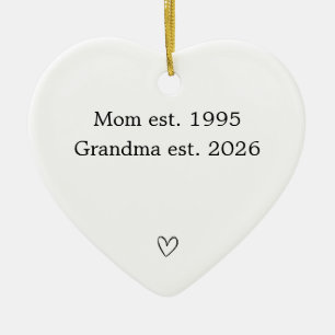 Personlig hjärta från mamma till mormor julgransprydnad keramik