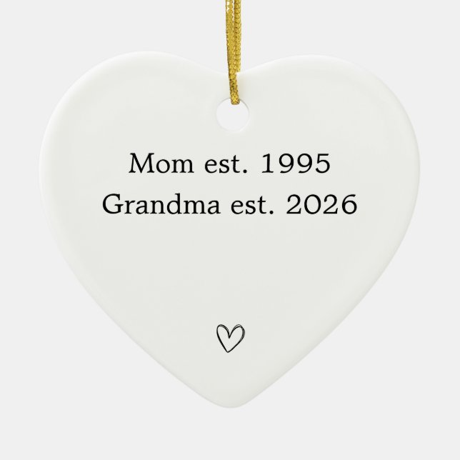 Personlig hjärta från mamma till mormor  julgransprydnad keramik (Framsidan)