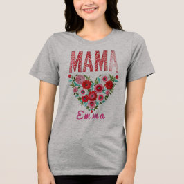 Personlig hjärta med blommor - skräddarsydd gåva t shirt