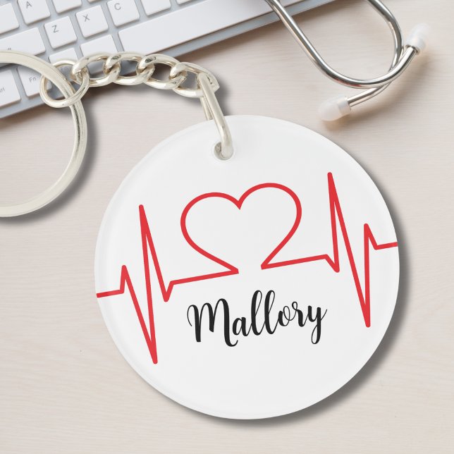 Personlig Hjärtat Enkel medicinsk behandling (Simple Red Heart Beat Nursing Medical Keychain)