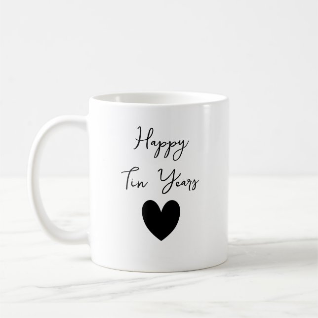 Personlig hjärtformad 10-årsjubileumskopp kaffemugg (Vänster)