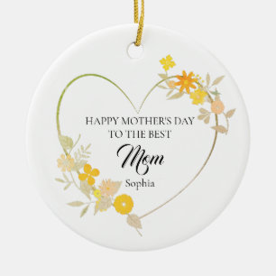Personlig hjärtformad blomma till Mors dag med mam Julgransprydnad Keramik