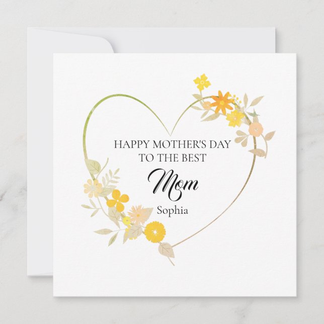 Personlig hjärtformad blomma till Mors dag med mam Kort (Framsida)