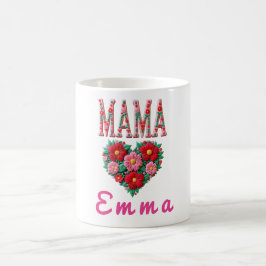 Personlig hjärtformad blommig gåva till mamma kaffemugg