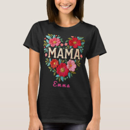 Personlig hjärtformad blommig gåva till mamma t shirt
