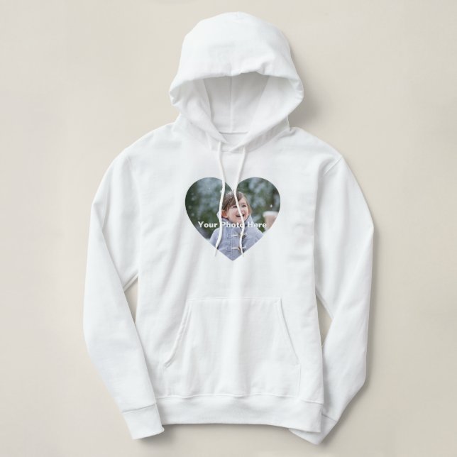 Personlig Hjärtformad foto Hoodie T Shirt (Design framsida)