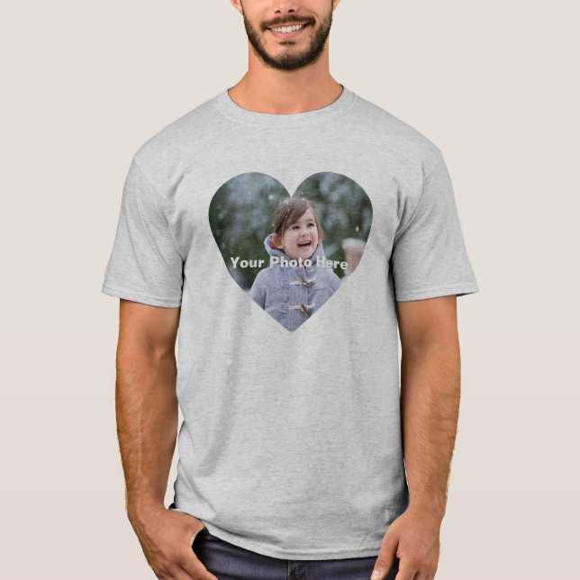 Personlig Hjärtformad fotofraktur Manar-Shirt T Shirt (Framsida)