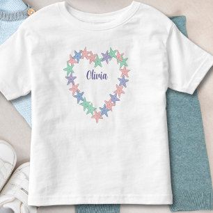 Personlig hjärtformad sjöstjärna för flickor t shirt