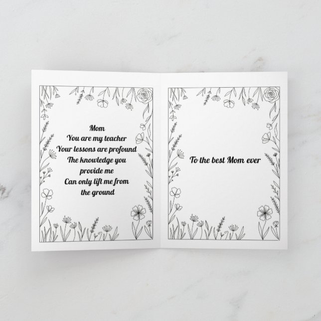 Personlig hjärtlig Morsdag dikt kort (Inuti)