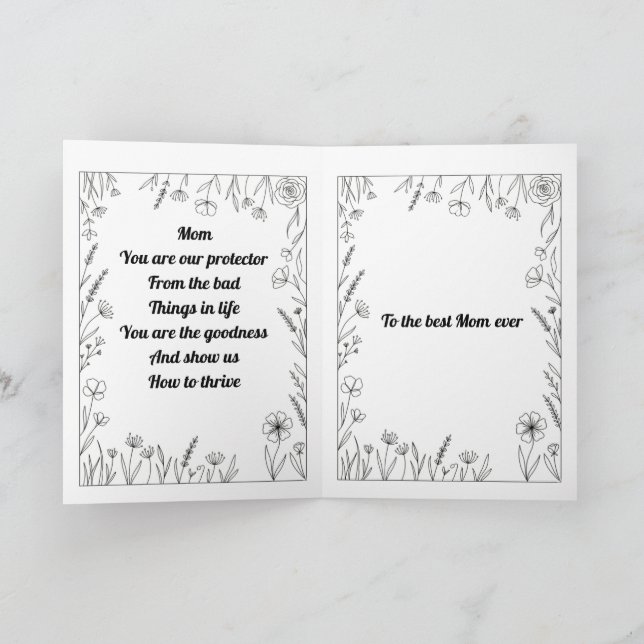 Personlig hjärtlig Morsdag dikt kort. Kort (Inuti)