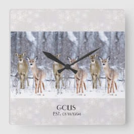 Personlig Hjort i Snö jul/vinter Fyrkantig Klocka