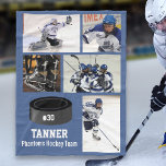 Personlig Hockey 5 Photo Collage Namn Team # Fleecefilt<br><div class="desc">Den här anpassningsbarna med ishockeyfilten i personligen har dina fem foton, hockeyspelarens namn, jersey-nummer och namn. Anpassa med åtgärdsbilder, ett lagfoto, rosa foton etc. Ändra färg i bakgrunden så att den matchar lagets färger - klicka bara på anpassa och sedan på den lilla öga-pipetten. Perfektens fotosamlingsplats för att visa högdagrar...</div>