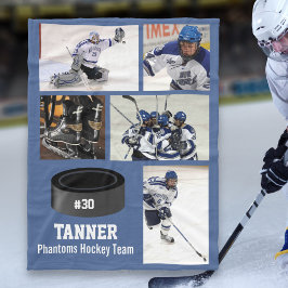 Personlig Hockey 5 Photo Collage Namn Team # Fleecefilt