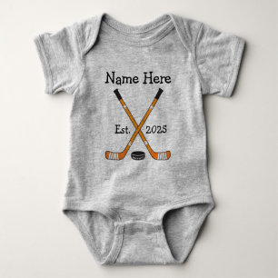 Personlig Hockey Baby Namn-år Born Orange T Shirt