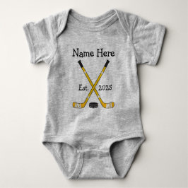 Personlig Hockey Baby Namn-året Born Black Guld T Shirt