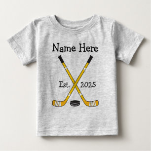 Personlig Hockey Baby Namn födelsedag Born Guld T Shirt