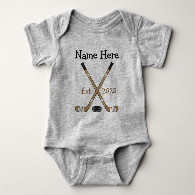 Personlig Hockey Baby Namn födelsedag Born T Shirt (Framsida)