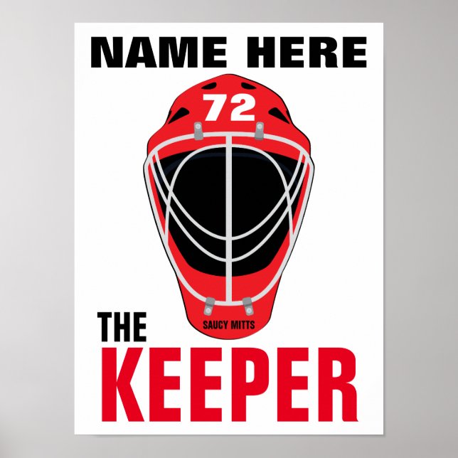 Personlig Hockey Goalie Mask Keeper Namn nummer Poster (Framsidan)
