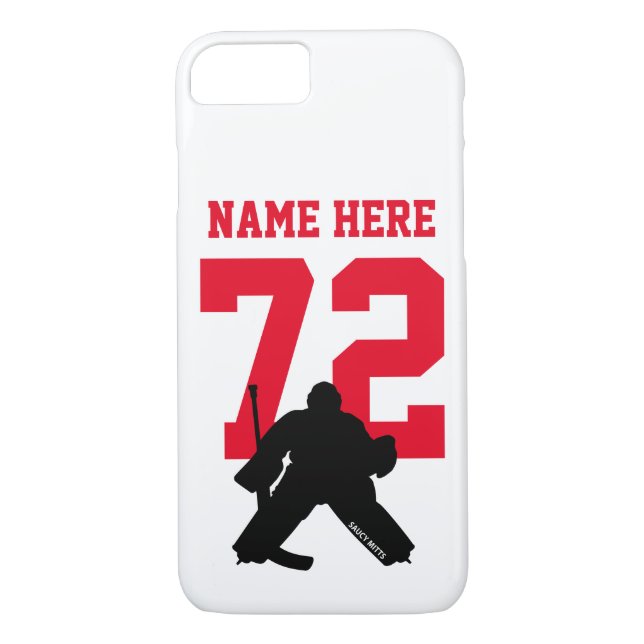 Personlig Hockey Goalie Namn Number Red Case-Mate iPhone Skal (Baksida)