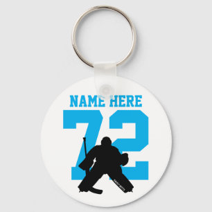 Personlig Hockey Goalie Namn Number turkos Nyckelring