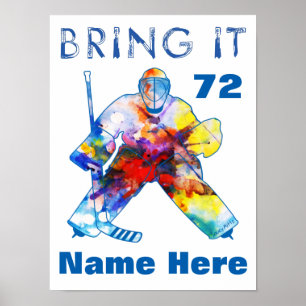 Personlig Hockey Goalie Namn Number Watercolor Poster