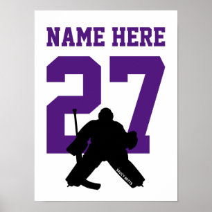 Personlig Hockey Goalie Player Number Lila Poster