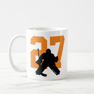 Personlig Hockey Goalie Player Number, Orange Kaffemugg