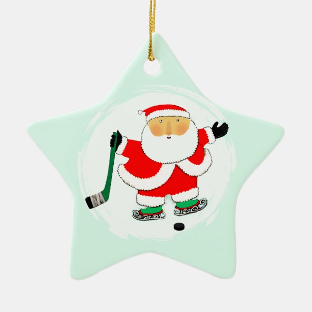 Personlig Hockey Helgdag Gift Julgransprydnad Keramik (Framsidan)