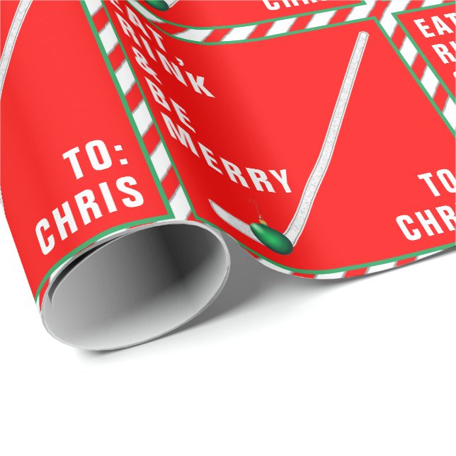 Personlig Hockey jul Helgdag Gift Wrappin Presentpapper (Rullad Hörn)
