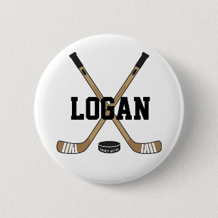 Personlig Hockey Namn Hockey Pinback Flare Knapp