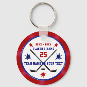 Personlig Hockey Party favors, Red, White, Blue Nyckelring
