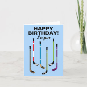 Personlig Hockey Player Birthday Hockey Sticks Kort