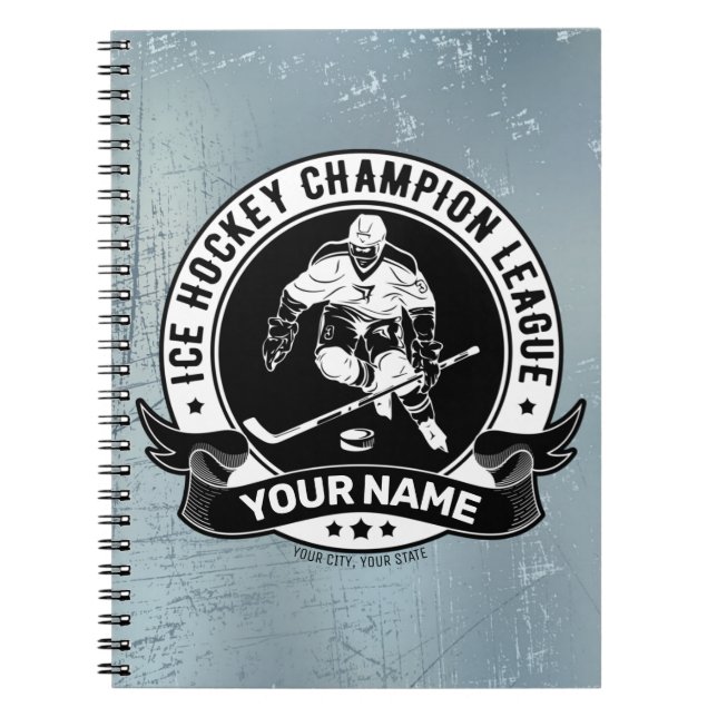 Personlig Hockey Player Ice Rink Team Idrottsman Anteckningsbok (Framsidan)