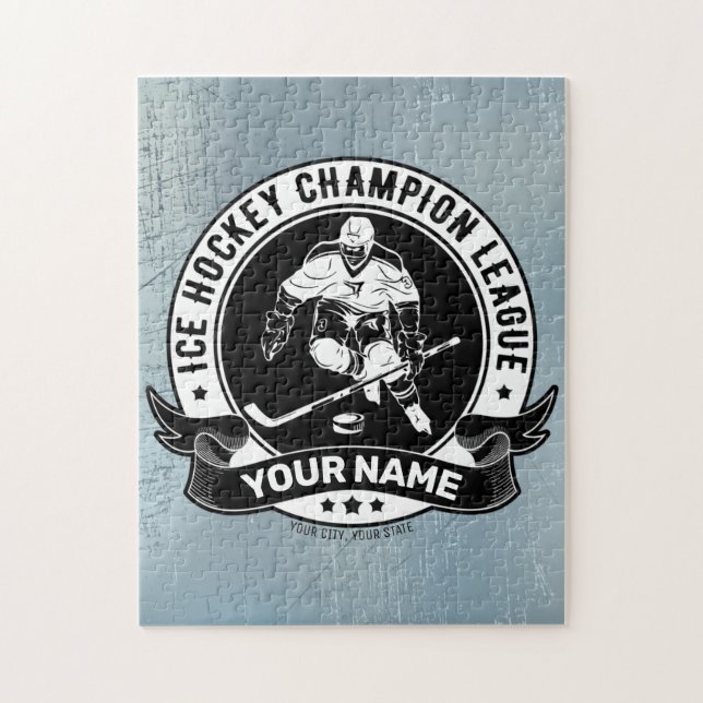 Personlig Hockey Player Ice Rink Team Idrottsman Pussel (Vertikal)