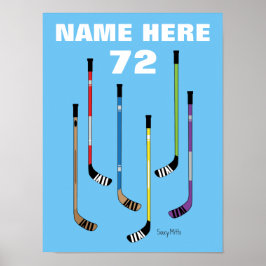 Personlig Hockey Player Namn Hockey Sticks Poster