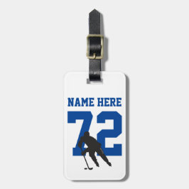 Personlig Hockey Player Namn Number Blue Bagagebricka
