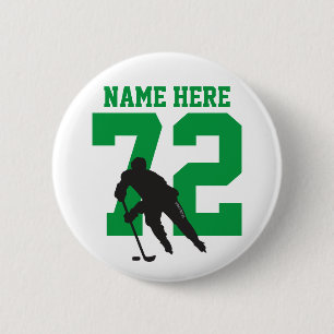 Personlig Hockey Player Namn Number-grönt, flair Knapp