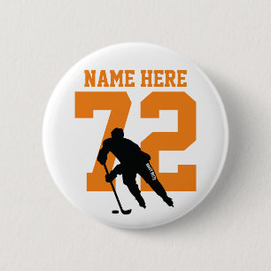 Personlig Hockey Player Namn Number, Orange Knapp