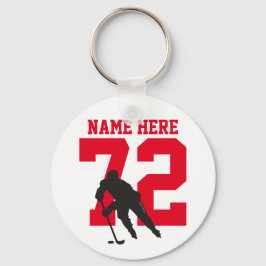 Personlig Hockey Player Namn Number red Nyckelring