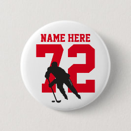 Personlig Hockey Player Namn Number Red Pinback Knapp