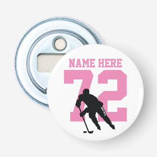 Personlig Hockey Player Namn Number Rosa Flasköppnare