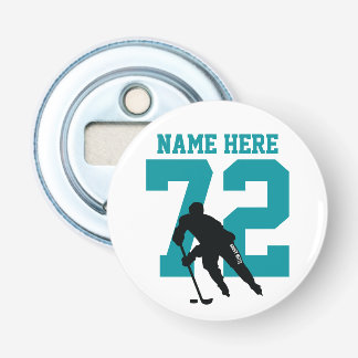 Personlig Hockey Player Namn Number Sharks Teal Flasköppnare