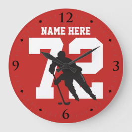 Personlig Hockey Player Namn nummer på Red Stor Klocka