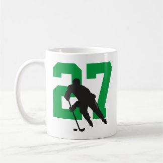 Personlig Hockey Player Number Black grönt Kaffemugg