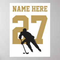 Personlig Hockey Player Number Black och Golden