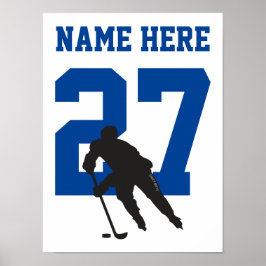 Personlig Hockey Player Number Blue Poster