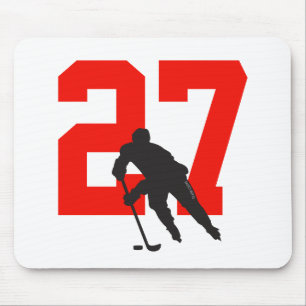 Personlig Hockey Player Number Red Musmatta