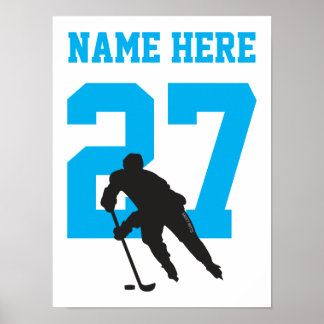 Personlig Hockey Player Number Turcos Blue Poster